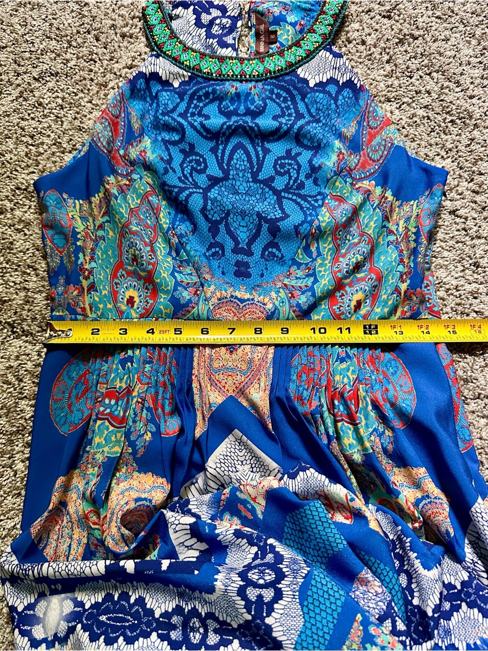 Ranna Gill Blue Multicolor Halter Maxi Dress - Picture 4 of 10